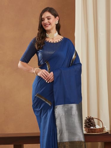 Image of Women's Banarasi Silk With Jacquard Print Saree With Blouse
