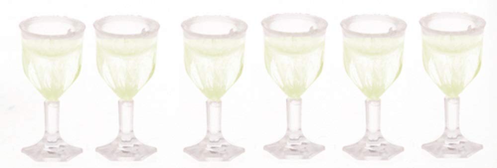 Dolls House Set of 6 Filled Stem Wine Glasses Miniature Dining Room Accessory