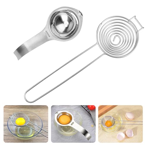 Eiertrenner, Pack of 2 Eigelbtrenner, Eitrenner Edelstahl,Trennung Von Eiweiß Und Eigelb, White Egg Yolk Filter Separator for Separating Protein and Egg Yolk, Easy Storage for Kitchen, Baking Tool