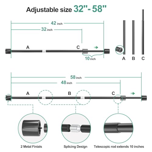 Curtain Rods for Windows 32-58", 1 Inch Heavy Duty Adjustable Drapery Pole - image 6