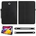 Slim Leather Case for Samsung Galaxy Tab 3 7.0 Inch 2013 (SM-T210 T215 P3200), Multi-Angle Stand Full-Protective Tablet Cover Book Case with Stylus Pen,Screen Film (Black)