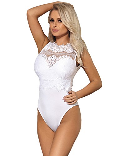 ohyeahgirl Femme Body Dentelle Sexy Bodysuit Transparent Lingerie Elégant sans Manche Grande Taille Dos Nu Jumpsuit Cover