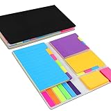 Haftnotizen Set, 400 Stück Bunte Sticky Notes mit PU-Lederhülle 6 Größen Selbstklebende Seitenmarker Klebezettel Index Tabs für Bücher Ordner Bürobedarf Schulsachen