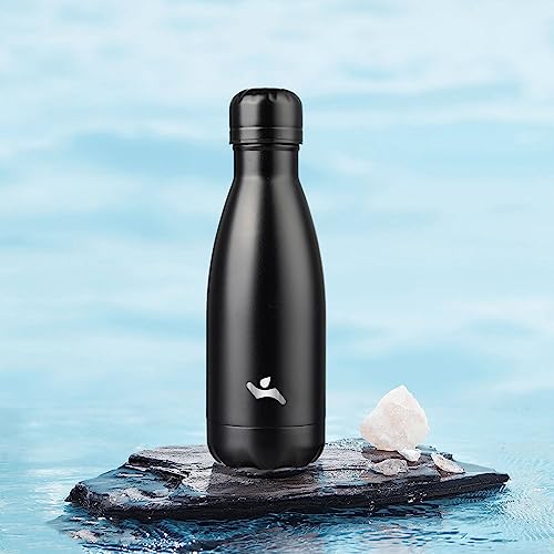 Image of Konokyo Insulated Water Bottles,12 oz Double Wall Stainless Steel Vacumm Metal Flask for Sports Travel,Midnight Black