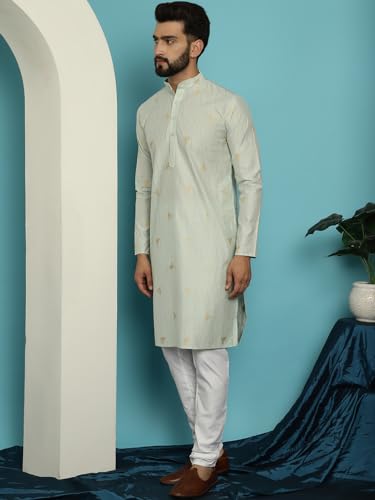 Image of SOJANYA (Since 1958 Men's Jacqard Silk Kurta & White Pyjama Set