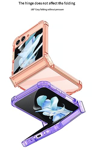 Image of BOUNCEBACK Transparent Shockproof Hinge Cover Case for Samsung Galaxy Z Flip5 / Galaxy Flip 5 Case Cover - (Clear Orange | Rubber)