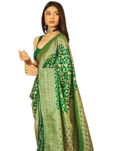 Image of Flosive Women's Kanjivaram Silk Saree With Beautiful Blouse With Zari Border