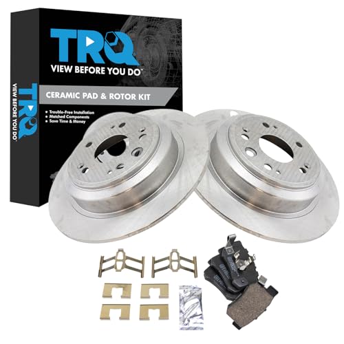 Image of TRQ Rear Brake Pad and Rotor Set Ceramic Vented Rotors | For 2010-2011 Honda Accord Crosstour 2012-2015 Crosstour