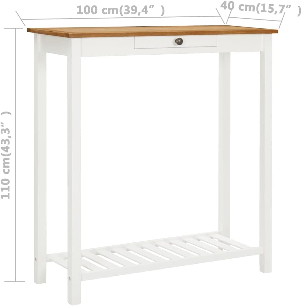 Bar Table 39.4"x15.7"x43.3" Solid Oak Wood