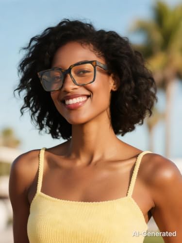Image of VISOONE Chunky Rectangle Oversized Blue Light Blocking Computer Glasses | Clear Lenses Cute Fake Large Frame Preppy Stylish Designer Fashion Screen Eyeglasses for Men Women COUGAR