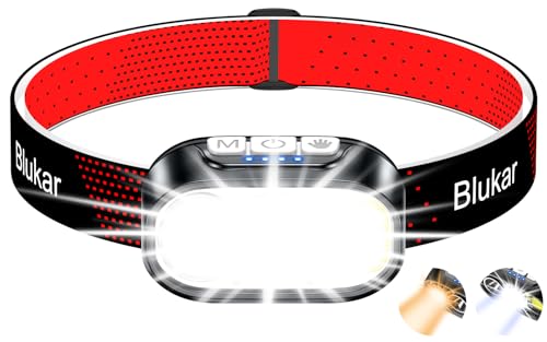 Blukar Lampe Frontale Rechargeable 2 Couleurs, 2000L...
