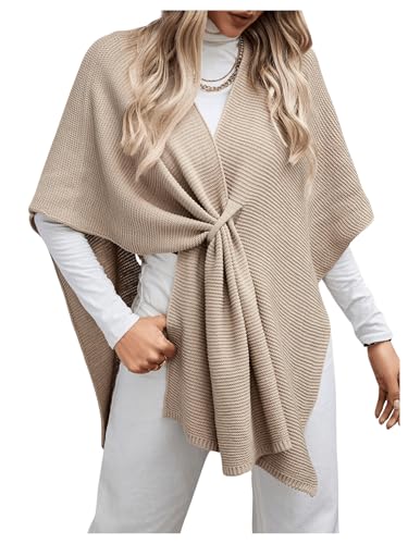 Verdusa Women's V Neck Shawl Wrap Poncho Capes Cross Front Cloak Cardigan Shawls