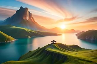 Cuadro de aluminio compuesto de 110 x 70 cm: Fantástica puesta de sol en la costa del mar con hermosos colores y gran luz. Puesta de sol sobre una (211562619)