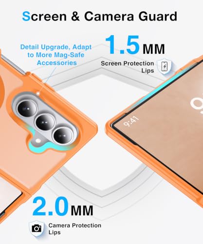 Image of NO.1 Magnetic for Samsung Galaxy Z Fold 8 Ultra Case with MagSafe | [Military Grade Drop Tested][Translucent Matte][Anti-Fingerprint] Soft Silicone Bumper for Samsung Fold 8 Ultra Case,Orange