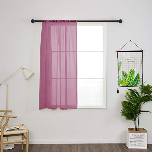Vctops Solid Color Sheer Voile Window Curtains Light Filtering Tie Up Shade Adjustable Balloon Drapes Treatment For Small Window,1 Panel (46" X 63",Maroon) #TOP3