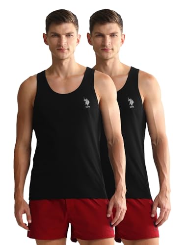 Image of U.S. Polo ASSN. Mens OEV05 Solid Cotton Vest - Pack of 2