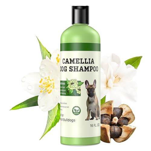 Hundeshampoo gegen Juckreiz und Hautirritationen – Naturales Shampoo für Haustiere mit Camellienöl für empfindliche Haut, Reduzierung der Fellausfälle | 473 ml (Kurzhaarhund)