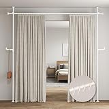 SMONTER 突っ張り式パーテーション 部屋の間仕切 カーテンレール つっぱり棒 カーテンポール 高さ1.1-3.1m× 幅 1.1-3.1m 縦横伸縮自在 取付簡単 非破壊設置 工具不要 2 ポール ホワイト