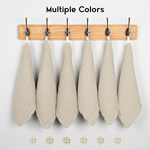 Image of Unnivoll Muslin Burp Cloths Baby 12''X12'', Baby Washcloths 6 Pack, 100% Cotton Baby Wash Cloths Absorbent and Soft for Newborn Infants Kids Boys Girls - Apricot