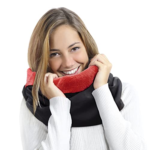 Rainproof Warmer Hooded Scarf Hat For Women Men Windproof Neck Scarf Winter Gear For Skiing ｜Outdoor ｜Balaclava Jogging (Red) #TOP6
