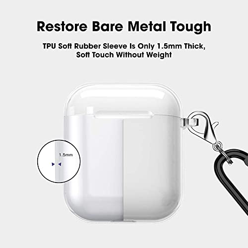 Image of Sounce Compatible with AirPods Case, Clear Shockproof AirPods TPU Protective Cover with Keychain [Front LED Visible & Supports Wireless Charging] Accessories for AirPods 2 & 1 Case - Transparent