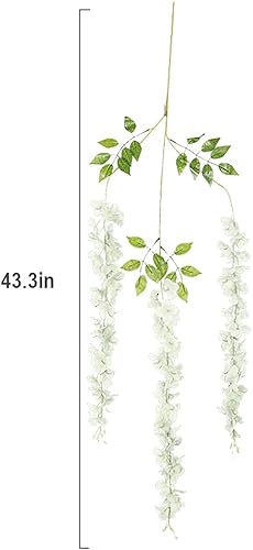 Miniatura 3 de Rednut 61224 Pack de flores artificiales de glicina de la vid Ratta, flores artificiales de glicina para colgar guirnalda de flores de seda para