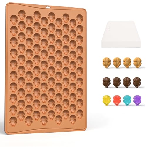 100-Cavity Turkey-Shaped Silicone Mold for Making Chocolate, Candy, Cookies,with Baking Scraper - Perfect for Christmas Thanksgiving Fun