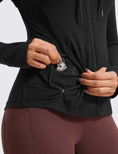 CRZ YOGA Women's Butterluxe Full Zip Running Jacket Zip Pockets Sports Hoodies Gym Hoody Jackets with Back Mesh Vent & Thumb Holes - Image 6