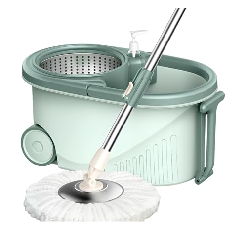 【回転モップ】と【手洗い不要】で楽々お掃除、ダブルイブ脱水バケツセット 家庭用簡単お掃除ツール 効率的クグ。