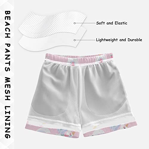Boccsty White Swans Floral Boys Swim Trunks Summer Toddler Beach Board Shorts Kids Swimsuit Swimwear L Multicoloured4