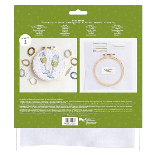 Simply Make docrafts Cross Stitch Hoop Embroidery Kit, Champagne Glasses, DIY Make Your Own Craft Set - Image 2