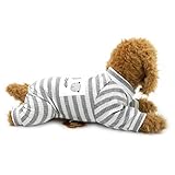 ZUNEA Gestreifter Schlafanzug für kleine Hunde, Baumwolle, Welpenanzug, Sweatshirts, Outfits, gemütlich, weich, Freizeit, Herbst, Haustier, Katze, Hundebekleidung, Grau, Größe M