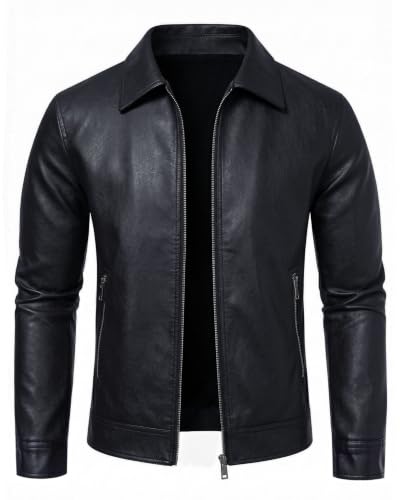 Black Leather Jackets Men Motorcycle Biker Jacket Faux Leather Coat XL