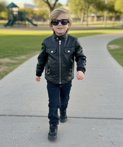 Veste en cuir synthétique garçon résistante pour protéger du vent