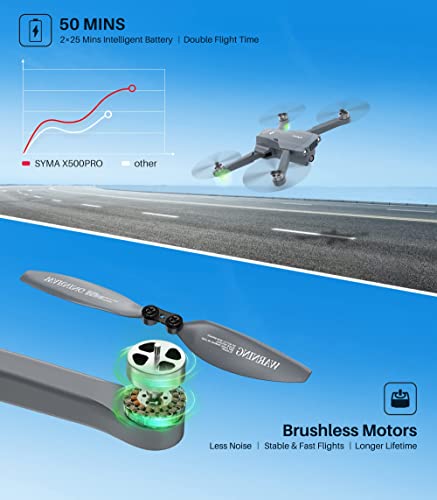 Syma X500Pro Gps Drones With 4K Uhd Camera For Adults, Rc Quadcopter With 50 Minutes Flight Time, Brushless Motor, 5G Fpv Transmission, Follow Me, Auto Return Home, Included Carrying Bag #TOP4
