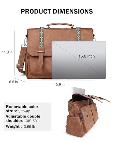 FADEON Leather Satchel Messenger Bag