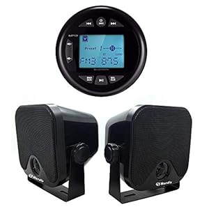 Herdio 4 Inches Mp3 USB AM FM Compatible Weather-Proof Marine & UTV Gauge h Stereo Radio Compatible with Bluetooth + 4…