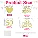 12Pcs 50th Anniversary Centerpiece Sticks Double Sided Gold Glitter Heart 50 Golden Wedding Anniversary Table Flower Centerpieces Cheers to 50 Year Blessed & Loved Party 50th Anniversary Decorations