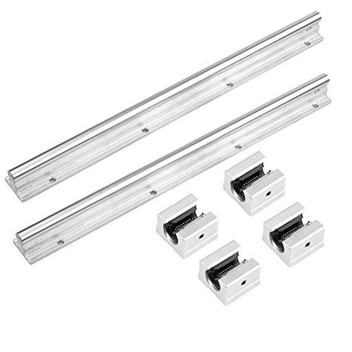 euroharry 2 x SBR20 400mm 40cm Linearführung Gleitschiene Welle mit 4 x SBR40UU Lagerblock 3D Drucker CNC Teile Kohlenstoffreicher Stahl Chrom (2x 400mm, SRR20) – Bild 3