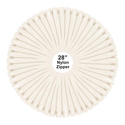 Mandala Crafts 40 PCs Cream Closed-End 28 Inches Nylon Zippers for Sewing