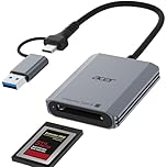 Acer CFexpress Type B Card Reader, 10Gbps USB 3.2 Gen 2 CF Express Type B Card Adapter, 2-in-1 USB-C&USB-A CFB Card Reader Compatible with iPhone 17/16/15, Laptop, PC, MacBook, iPad, Android