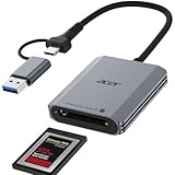 acer CFexpress Typ-B Kartenleser 10Gbps, USB-C+A Stecker auf CFB Card Reader, USB 3.2 Gen 2 bis zu 1250MB/s Speicherkartenleser für Laptop/PC/Tablet, iPhone 15-17, Samsung S26, MacBook iPad Pro usw.