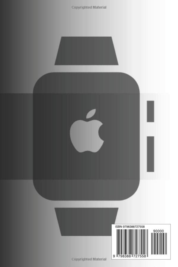 Back cover of the Apple Watch Series 7 User Guide book, showing a stylized Apple Watch outline and an ISBN barcode.