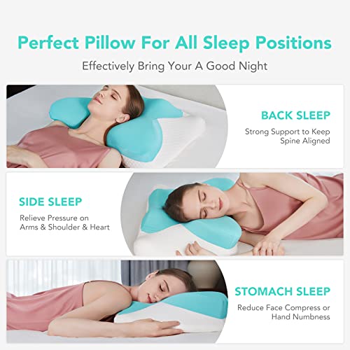 Skg Cervical Pillow, Dual Memory Foam Pillows For Pain Relief Sleeping, Orthopedic Ergonomic Contoured Pillow For Neck And Shoulder Pain, Soft Bed Support Pillow For Side Back Stomach Sleepers, T3 #TOP2