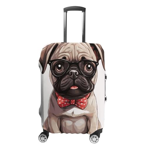 Cute Pug Puppy Travel Luggage Cover Elastic Washable Suitcase Cover Dustproof Anti-Scratch Suitcase Protector Fits 19-32 Inch Luggage, XL
