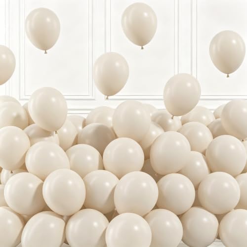 Image of Togvu White Sand Balloons, 50Pack 5 Inch Small Mini Cream Beige Latex Party Balloons for Wedding Baby Shower Bridal Shower Graduation Easter Birthday Party Decorations