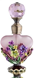 YU FENG Refillable Vintage Glass Perfume Bottle Blossom Style Crystal Top Empty Decorative Bottles(Pink)