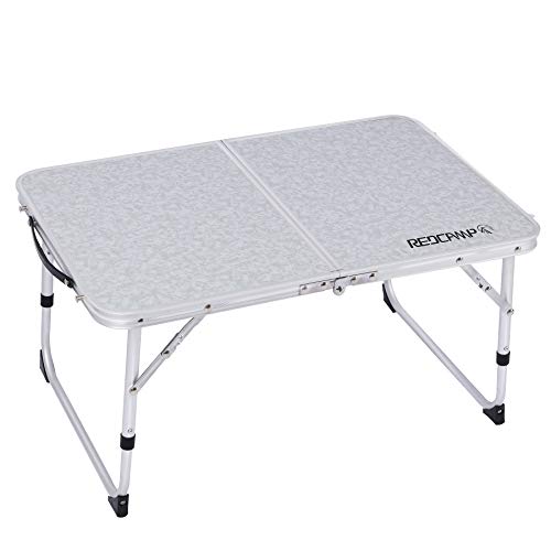 REDCAMP Foldable Laptop Table for Bed, Lightweight Small Laptop Desk Bed Tray for Adults Eating Picnic and Writing, White 9.8â/11.9â Adjustable Height