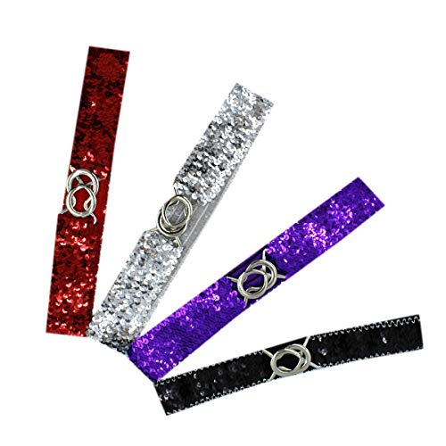 Rarityus 4 Pack Women Girls Elastic Waist Belt Sparkly Glitter Sequin Decor Metal Buckles Wide Dress Skirts Corset Cinch Belt #TOP2