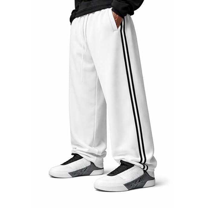 Image of H-Venice Men's Baggy Track Pants | 100% Cotton Loose Fit Joggers | Full Elastic Waist Open Bottom Sweatpants | All Season Wear | S to 3XL (Himalayan Grey) (in, Numeric, 38, Regular)